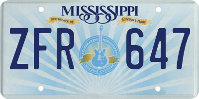 MS license plate ZFR647