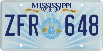 MS license plate ZFR648