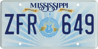 MS license plate ZFR649
