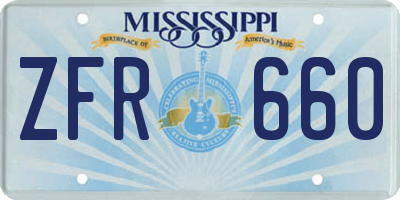MS license plate ZFR660