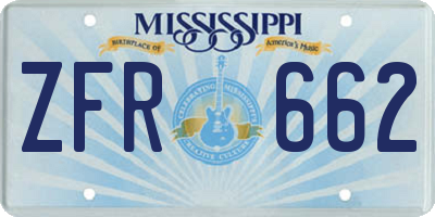 MS license plate ZFR662