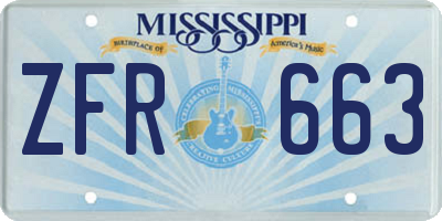 MS license plate ZFR663