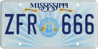 MS license plate ZFR666