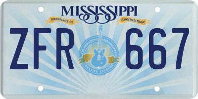 MS license plate ZFR667