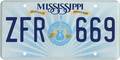 MS license plate ZFR669