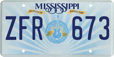 MS license plate ZFR673