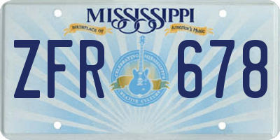 MS license plate ZFR678