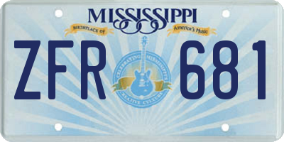 MS license plate ZFR681
