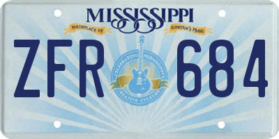 MS license plate ZFR684