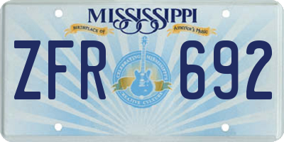 MS license plate ZFR692