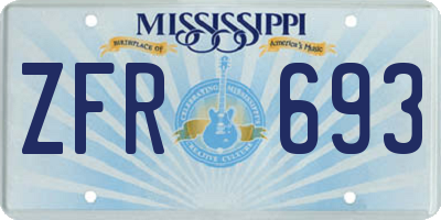 MS license plate ZFR693