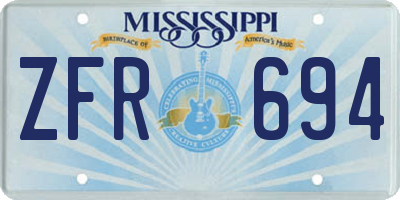 MS license plate ZFR694