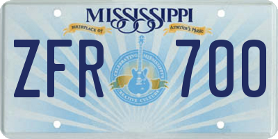 MS license plate ZFR700