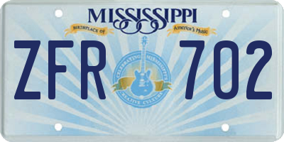 MS license plate ZFR702