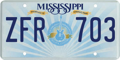 MS license plate ZFR703