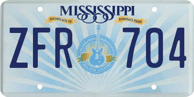 MS license plate ZFR704