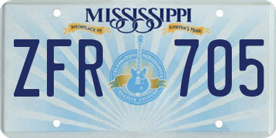 MS license plate ZFR705