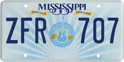 MS license plate ZFR707