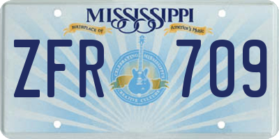 MS license plate ZFR709