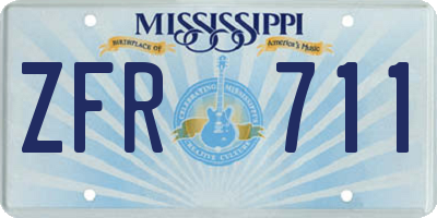 MS license plate ZFR711