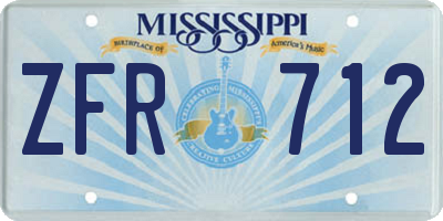 MS license plate ZFR712