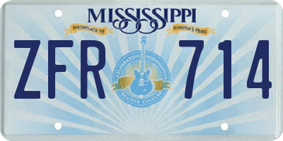 MS license plate ZFR714