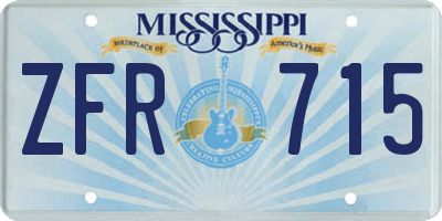MS license plate ZFR715