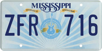 MS license plate ZFR716