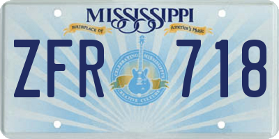 MS license plate ZFR718