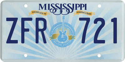MS license plate ZFR721