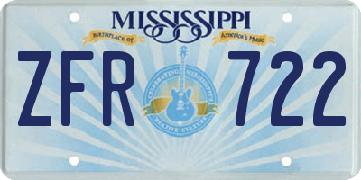 MS license plate ZFR722