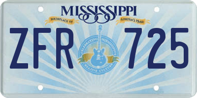 MS license plate ZFR725
