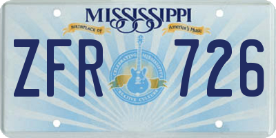 MS license plate ZFR726