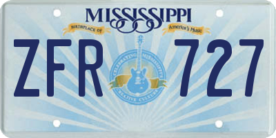 MS license plate ZFR727