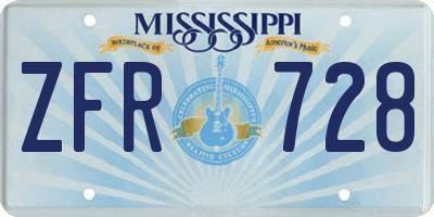 MS license plate ZFR728