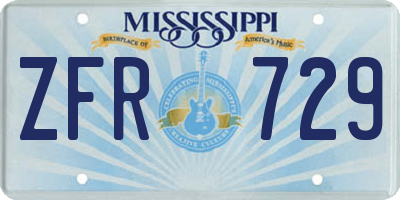 MS license plate ZFR729