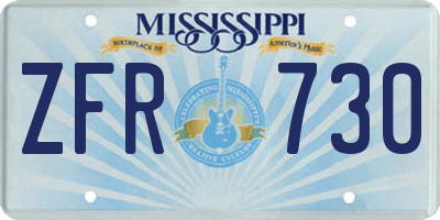 MS license plate ZFR730