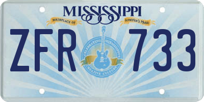 MS license plate ZFR733