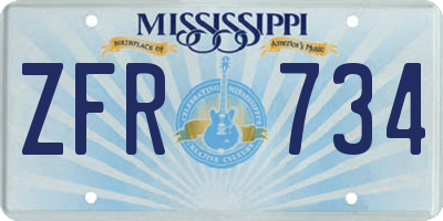 MS license plate ZFR734