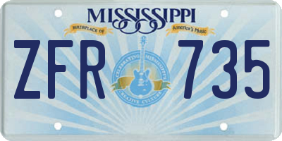 MS license plate ZFR735