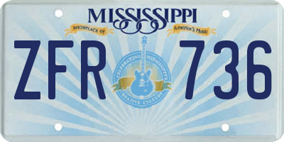 MS license plate ZFR736