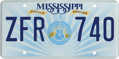 MS license plate ZFR740