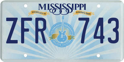 MS license plate ZFR743