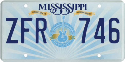 MS license plate ZFR746
