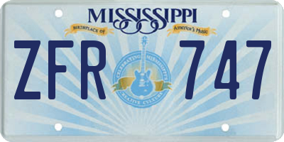 MS license plate ZFR747
