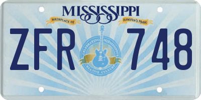 MS license plate ZFR748