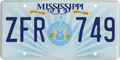 MS license plate ZFR749