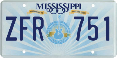 MS license plate ZFR751