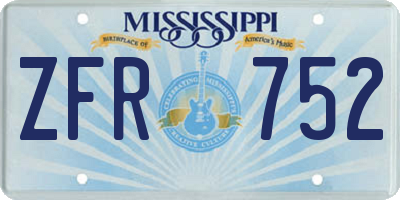 MS license plate ZFR752
