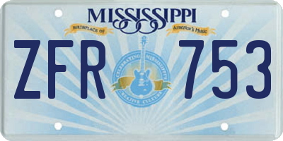 MS license plate ZFR753